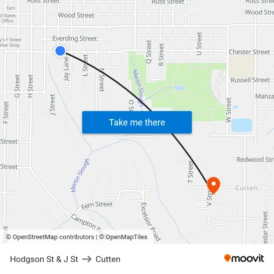 Hodgson St & J St to Cutten map