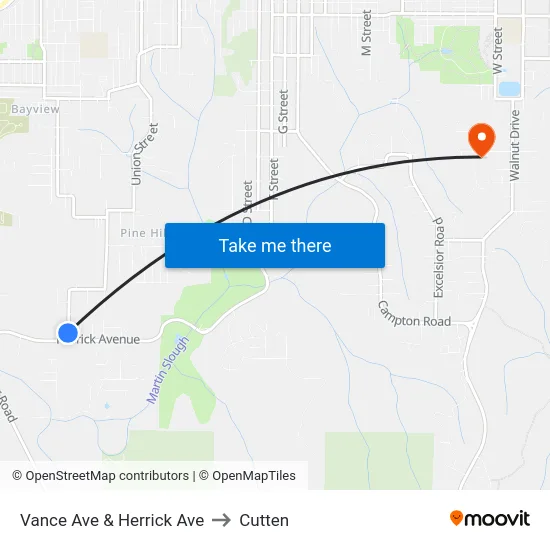 Vance Ave & Herrick Ave to Cutten map