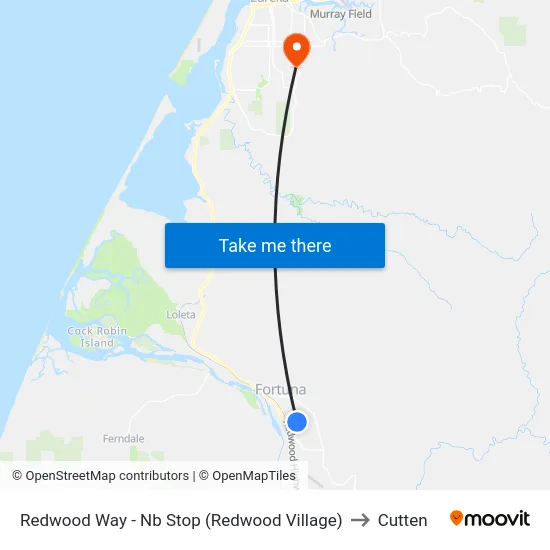 Redwood Way - Nb Stop (Redwood Village) to Cutten map