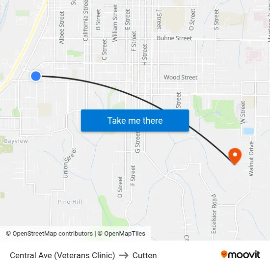 Central Ave (Veterans Clinic) to Cutten map