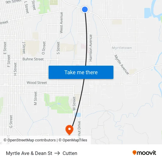 Myrtle Ave & Dean St to Cutten map