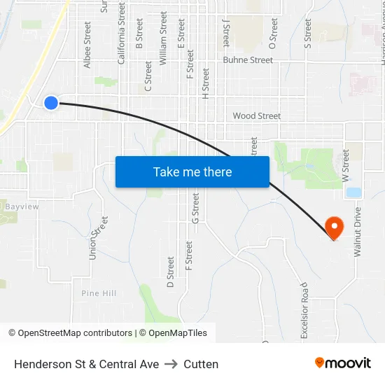 Henderson St & Central Ave to Cutten map