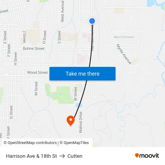Harrison Ave & 18th St to Cutten map
