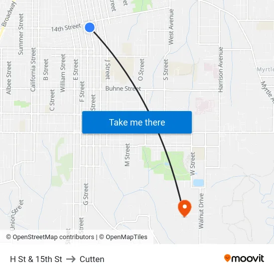 H St & 15th St to Cutten map