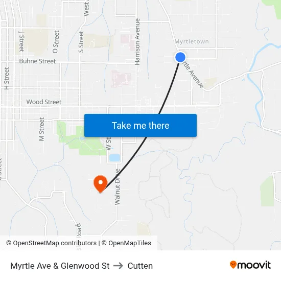 Myrtle Ave & Glenwood St to Cutten map