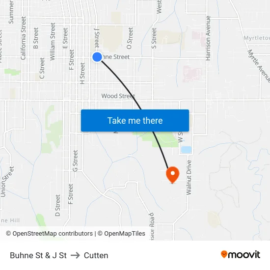 Buhne St & J St to Cutten map