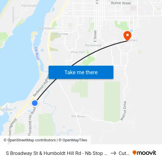 S Broadway St & Humboldt Hill Rd - Nb Stop (Spruce Point) to Cutten map