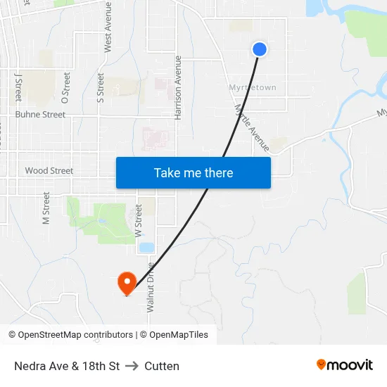 Nedra Ave & 18th St to Cutten map