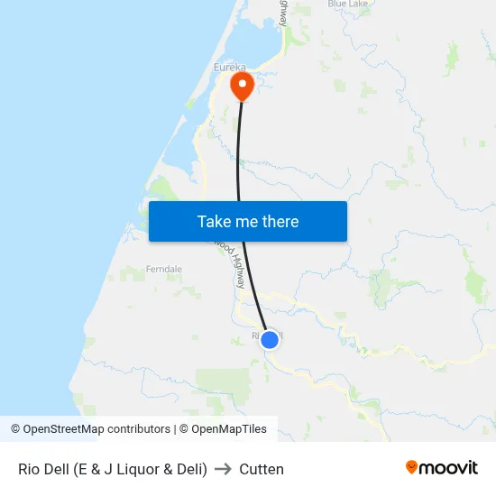 Rio Dell (E & J Liquor & Deli) to Cutten map