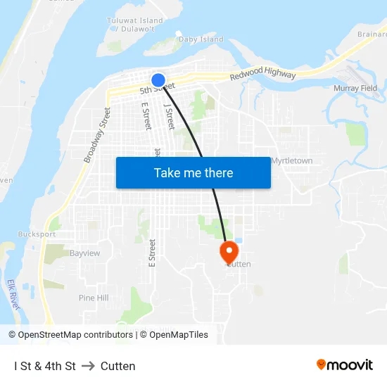 I St & 4th St to Cutten map