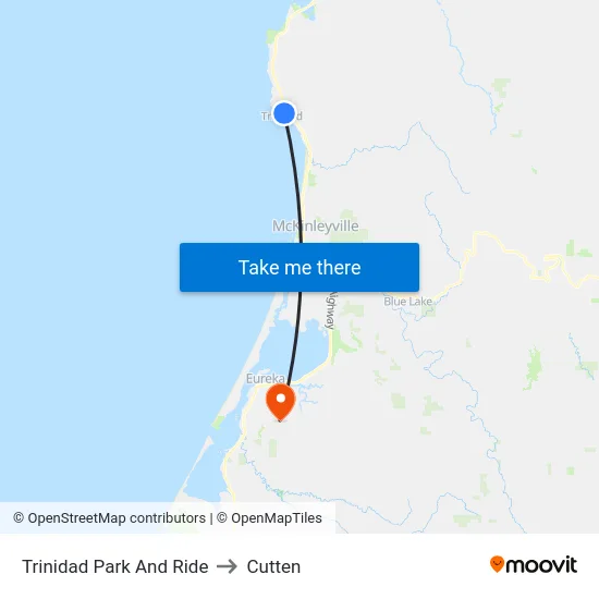 Trinidad Park And Ride to Cutten map
