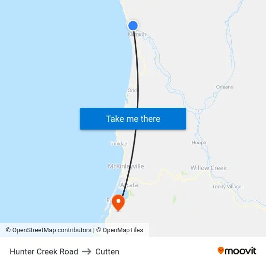 Hunter Creek Road to Cutten map