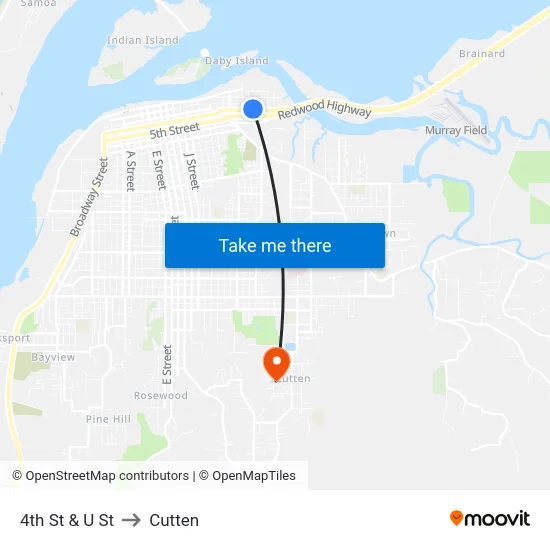 4th St & U St to Cutten map