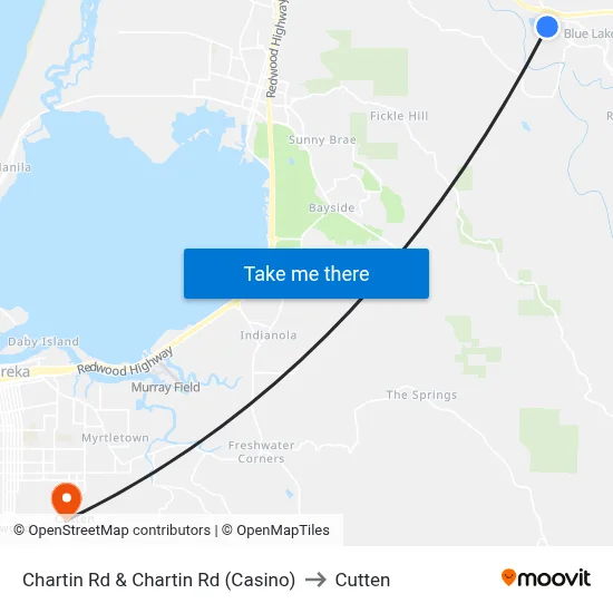 Chartin Rd & Chartin Rd (Casino) to Cutten map