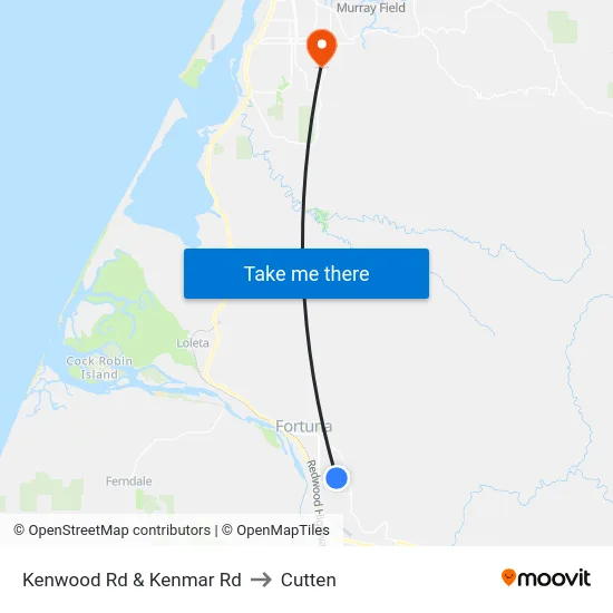 Kenwood Rd & Kenmar Rd to Cutten map