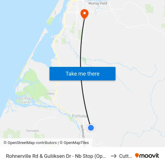 Rohnerville Rd & Guliiksen Dr - Nb Stop (Opendoor) to Cutten map