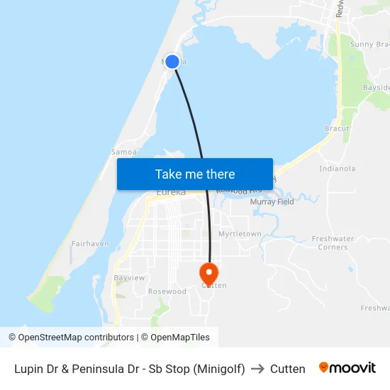 Lupin Dr & Peninsula Dr - Sb Stop (Minigolf) to Cutten map