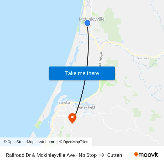 Railroad Dr & Mckinleyville Ave - Nb Stop to Cutten map
