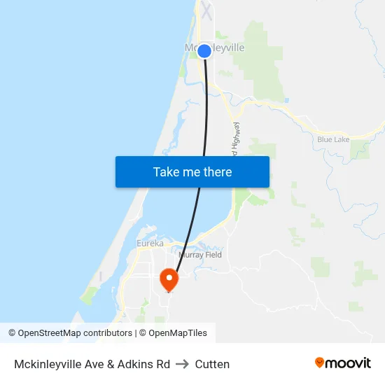 Mckinleyville Ave & Adkins Rd to Cutten map