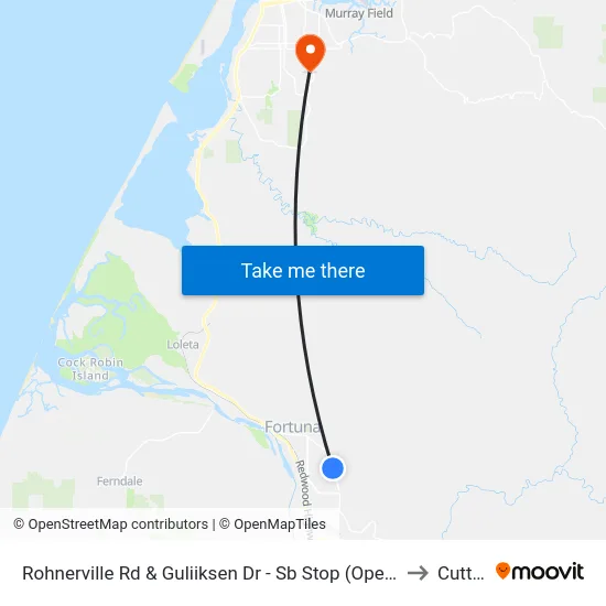 Rohnerville Rd & Guliiksen Dr - Sb Stop (Opendoor) to Cutten map