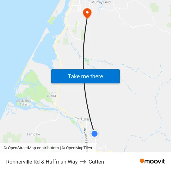 Rohnerville Rd & Huffman Way to Cutten map
