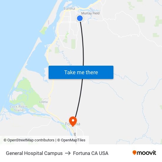 General Hospital Campus to Fortuna CA USA map