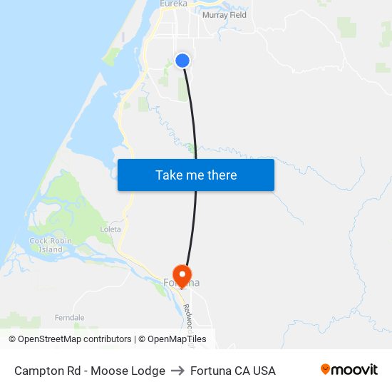 Campton Rd - Moose Lodge to Fortuna CA USA map