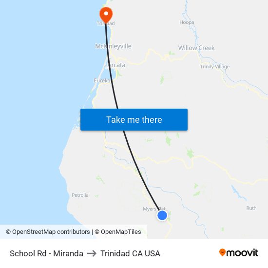 School Rd - Miranda to Trinidad CA USA map