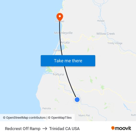 Redcrest Off Ramp to Trinidad CA USA map