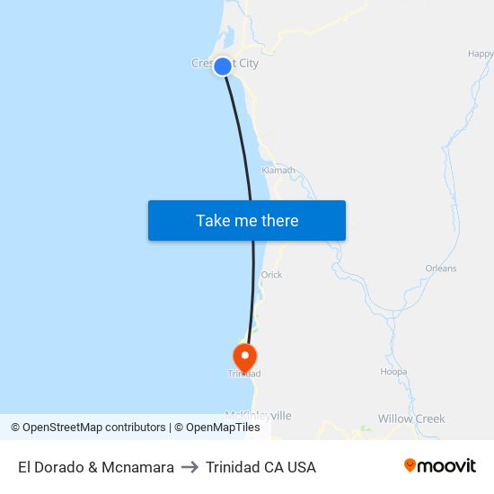 El Dorado & Mcnamara to Trinidad CA USA map