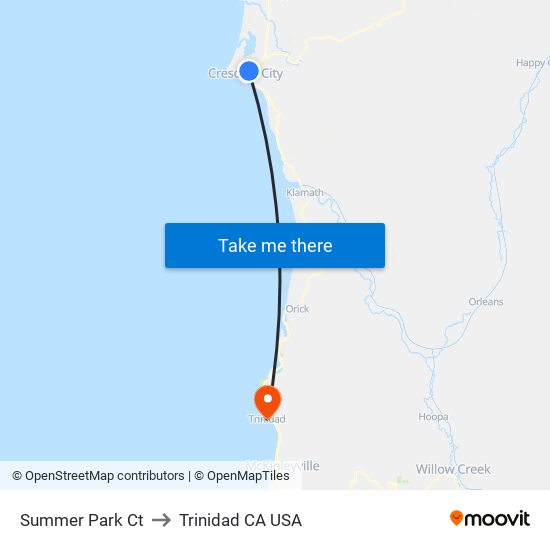 Summer Park Ct to Trinidad CA USA map