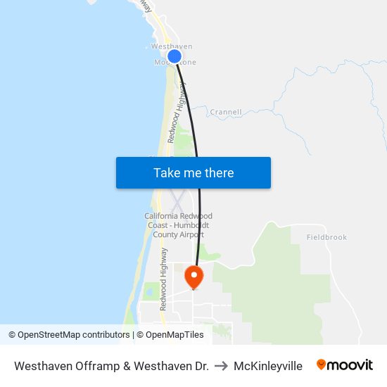 Westhaven Offramp & Westhaven Dr. to McKinleyville map