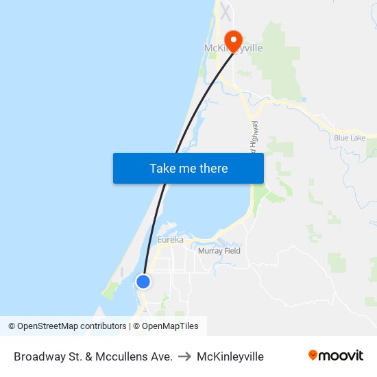 Broadway St. & Mccullens Ave. to McKinleyville map