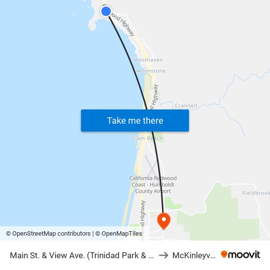 Main St. & View Ave. (Trinidad Park & Ride) to McKinleyville map