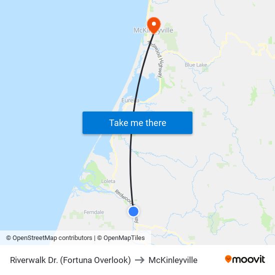 Riverwalk Dr. (Fortuna Overlook) to McKinleyville map