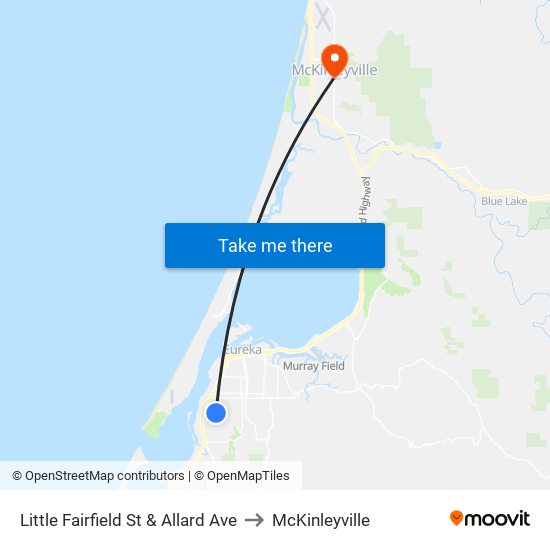 Little Fairfield St & Allard Ave to McKinleyville map