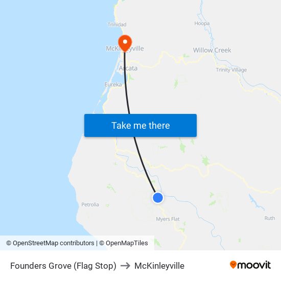 Founders Grove (Flag Stop) to McKinleyville map