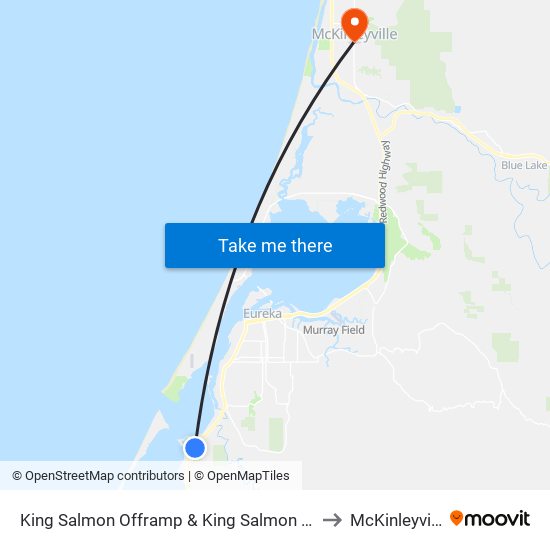 King Salmon Offramp & King Salmon Ave. to McKinleyville map