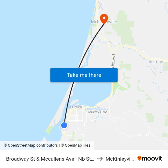 Broadway St & Mccullens Ave - Nb Stop to McKinleyville map