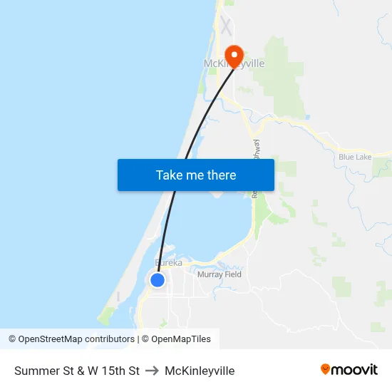 Summer St & W 15th St to McKinleyville map