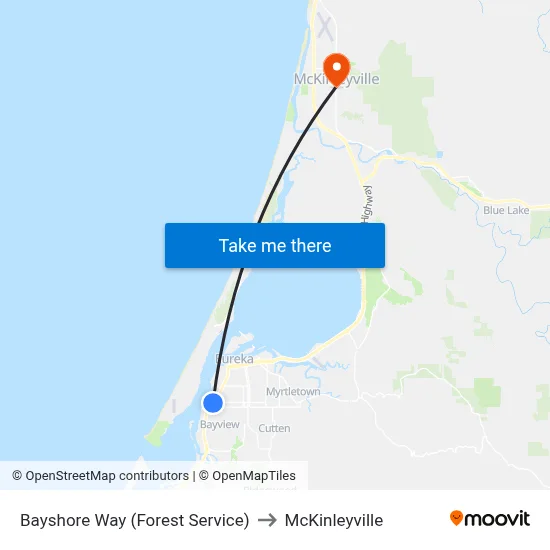 Bayshore Way (Forest Service) to McKinleyville map
