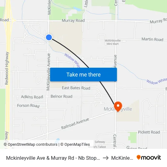 Mckinleyville Ave & Murray Rd - Nb Stop (High School) to McKinleyville map