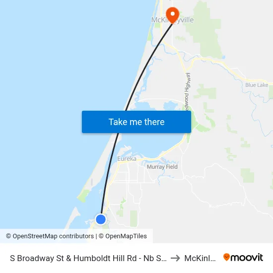 S Broadway St & Humboldt Hill Rd - Nb Stop (Spruce Point) to McKinleyville map