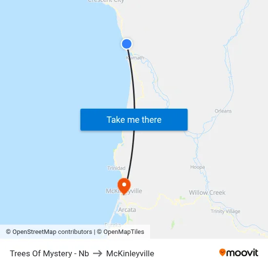 Trees Of Mystery - Nb to McKinleyville map