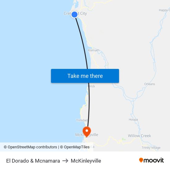 El Dorado & Mcnamara to McKinleyville map