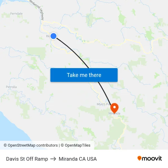 Davis St Off Ramp to Miranda CA USA map