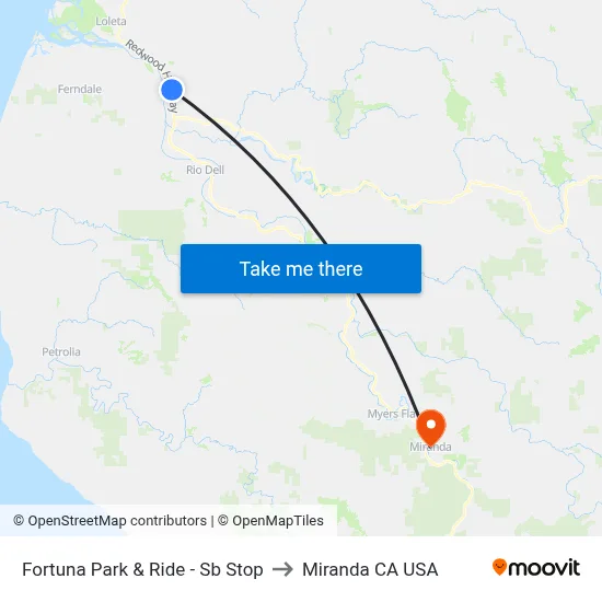 Fortuna Park & Ride - Sb Stop to Miranda CA USA map