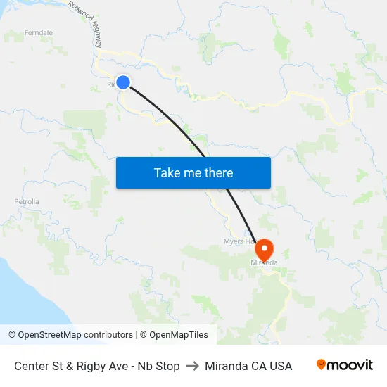 Center St & Rigby Ave - Nb Stop to Miranda CA USA map