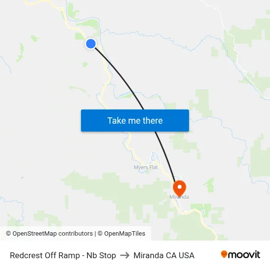 Redcrest Off Ramp - Nb Stop to Miranda CA USA map