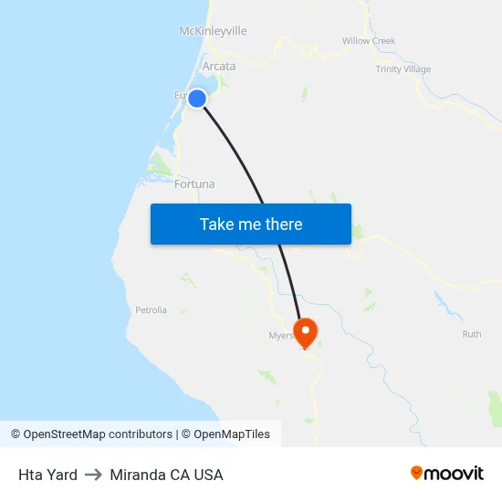 Hta Yard to Miranda CA USA map